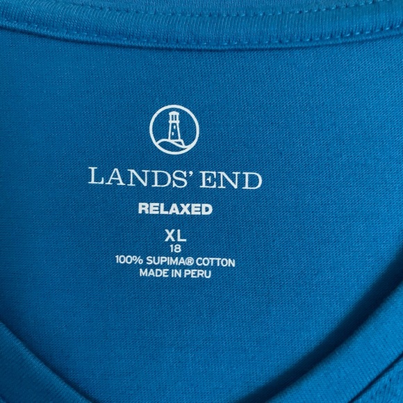 Lands' End Blue V-Neck Long Sleeve Top - Picture 2 of 2